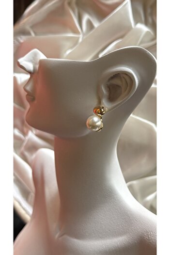 ADENNA JEWELRY İnci Detaylı Gold Küpe