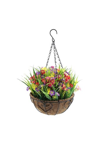 Others Aranjament flori artificiale FMSH-1B, cos suspendat, panza + plastic, multicolor, H 28 cm