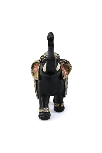 Ella Home Statueta Black Elephant, Noroc, Ella Home, rasina, negru + auriu, 15 cm
