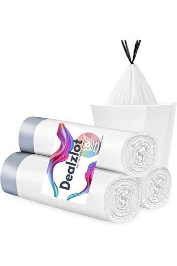 Dealzlot Kitchen Trash Bags, Lavender Scented, 80 Count, 13 Gallons (49.2L), Gripping Drawstring, White