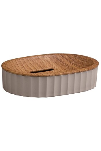 Okyanus Home Soap Dish Coliseum OKY-457-3, brown + wood