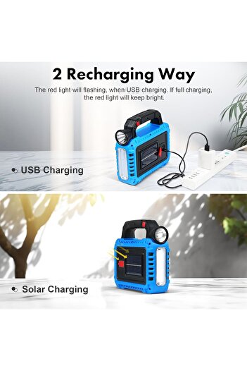 Generic Solar Rechargeable LED Flashlight & Camping Lantern Emergency Tent Lamp for Hurricane Survival