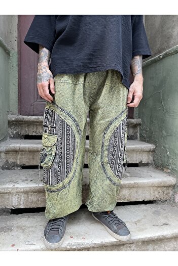 Bohoyasam Unisex Nepal Taşlanmış Pantolon – Cepli, Rahat & Bohem, Salaş Pantolon, Taşlanmış