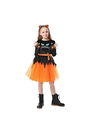 ATS Halloween Costume with Orange Dress, Cat Model, ATS, Size 6 Years