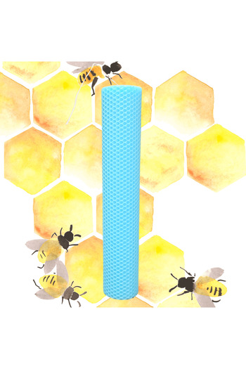 SERVUS COLLECTION Natural colored Beeswax honeycomb candle - Light blue 3.5 cm 40 cm