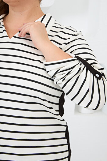RMG Plus Size Striped Collar