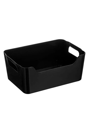 ANTBRO Black Plastic Storage Basket with Handles, 25x17x10.5cm, 3.6l
