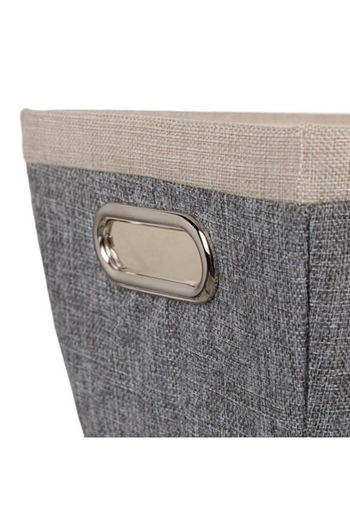 ANTBRO ® Storage Basket with Metal Handles, Gray with Beige Interior, 21x22x16 cm