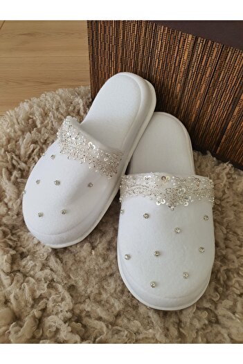 Fiyonks Atölye Maternity Slippers, Special Stone Series, Pregnant Women's Slippers, Bride Slippers