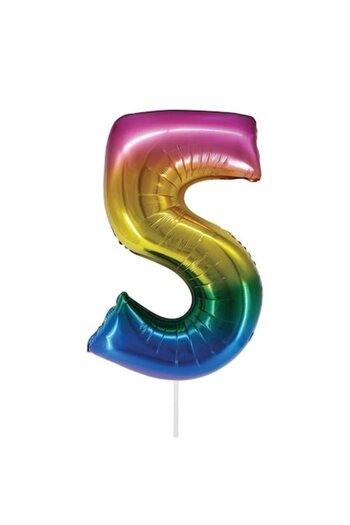 ANTBRO Party Balloon Metalized Foil Rainbow Colors, Number 5, 81cm