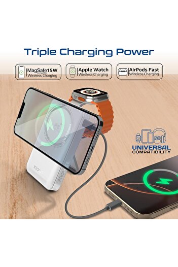 Promate 3-in-1 Power Bank 10,000 mAh Wireless MagSafe 15W