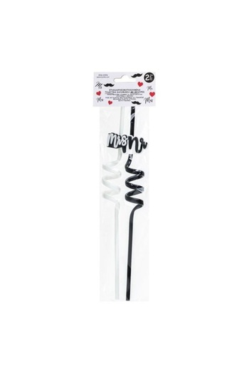 ANTBRO Reusable Straws 'Mr & Mrs' Black-White – Perfect Wedding Accessory (2 pcs)