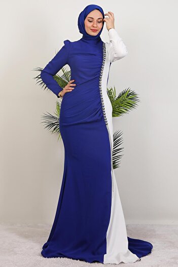 GİYZAMİLA Δίχρωμο φόρεμα Buzy Night Blue
