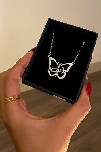 Black Season Butterfly Necklace with Name | Gold or Silver Plated | Black Season