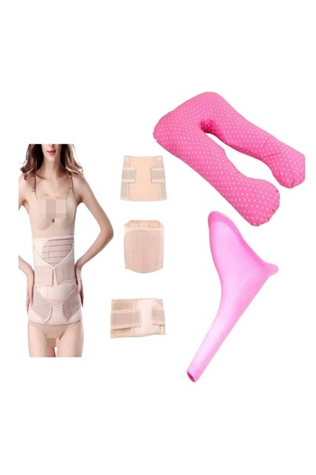 Generic U-Shaped Maternity Sleeping Pillow + Emergency Urinal Funnel + 3-in-1 Belt Set Size: XL