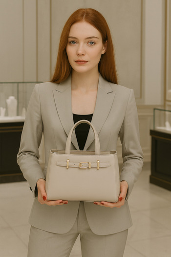 ESTUTE Stylish Hand and Shoulder Bag with Buckle Detail