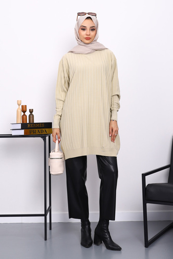İmajButik Stone Mercerized Ribbed Casual Tunic