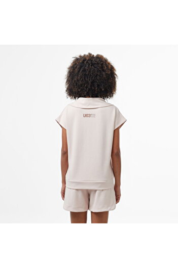 Lacoste Women's Short Sleeve Half Zipper Light Pink Sweatshirt