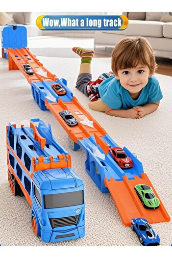 Generic Large Car Transporter Truck Folding Track Racing Vehicle Kids Competitive Games Storage Alloy Car Bo