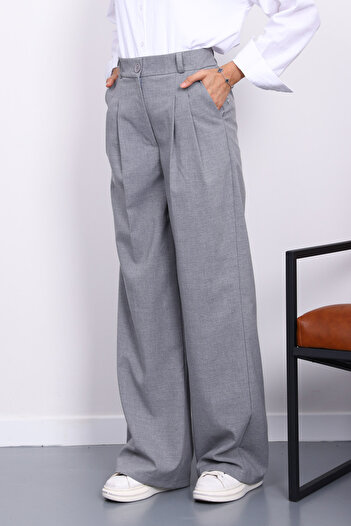 İmajButik Gray Palazzo Wide Leg Pants