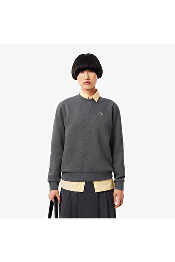 Lacoste Women's Relaxed Fit Crew Neck Gray Sweatshirt