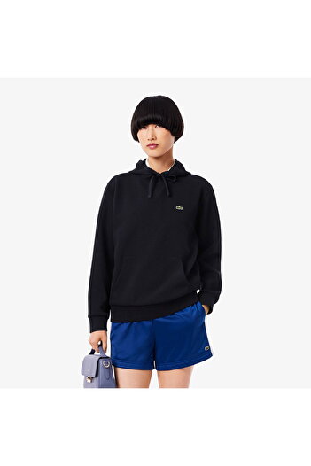 Lacoste Women's Relaxed Fit Hooded Navy Blue Sweatshirt