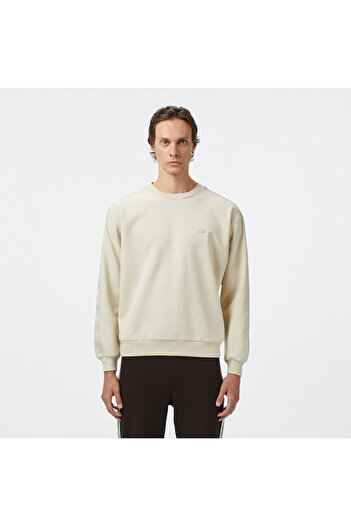 Lacoste Men's Relaxed Fit Crew Neck Light Cream Sweatshirt