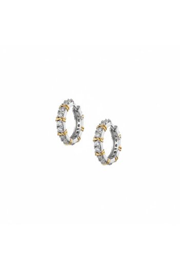 POKAK Xoxo Rhinestone Steel Hoop Earrings - 2 cm Medium Size