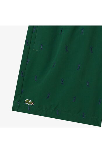 Lacoste Men's Regular Fit Patterned Green Swimsuit