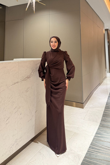 Tarzım Tuba Sahra Side Tie Scuba Hijab Dress