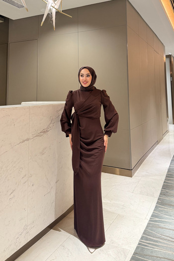 Tarzım Tuba Sahra Side Tie Scuba Hijab Dress