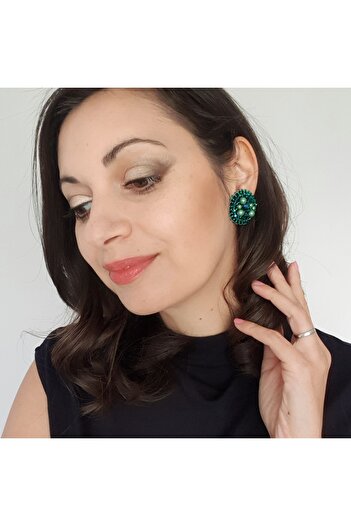 Corizmi Elegant round stainless steel clip earrings with handmade pearls and crystals, Glam Clips