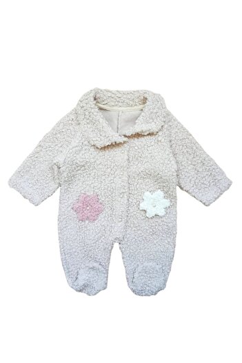 Melisa Elegant Baby Girl Romper with Booties, Astrahan Model, Age 3-6 Months, 68 cm, Cream