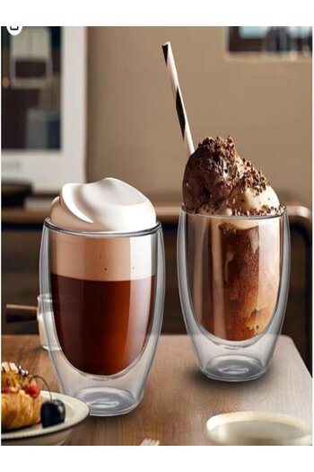 undefined Double Walled Espresso Cups (80ml), Glass Coffee Mugs (Pack of 2)