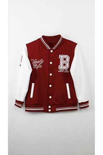 bebegci Embroidery Detailed Oversize College Children's Unisex Jacket