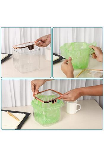 Belle Vous Set of 2 mini waste bins, for desk/table, pop-up lids, Transparent
