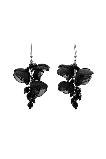 Corizmi Elegant earrings with veil flowers, pearls and crystals, stainless steel, handmade, Sweet Love