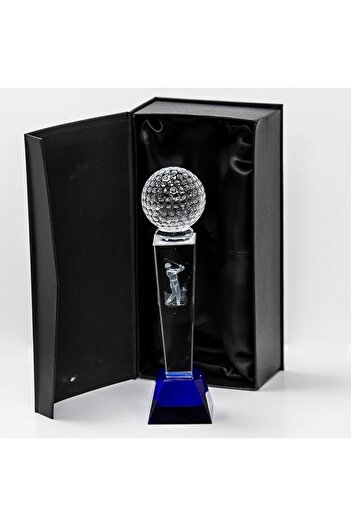 Generic Crystal Golf Trophy with Golf Ball - Clear, 180 mm
