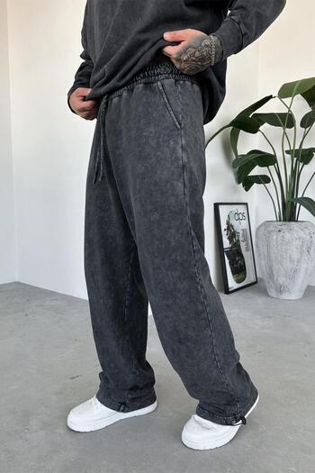 HAFKAGİYİM Anthracite Washable Baggy Tracksuit with Leg Stoppers