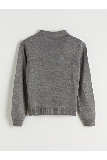 LC Waikiki Anthracite Polo Neck Women's Knitwear Sweater