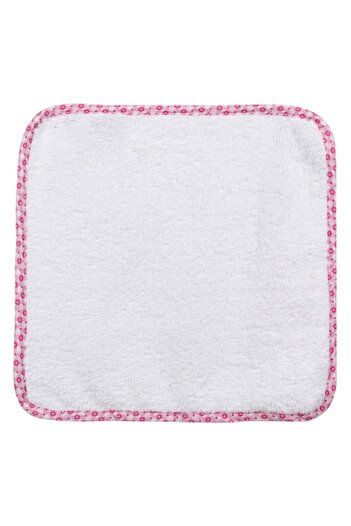 SHOPIENS Baby Towel, Floral Pattern, White-Pink Color, Cotton Material, Dimensions 30x30cm, MYONNA IT & E-