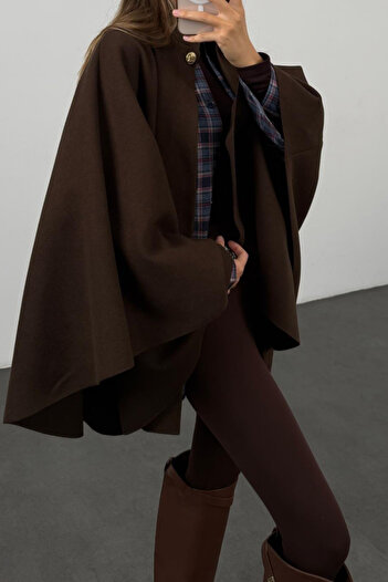 Suziş Brown Poncho with Belt D99727