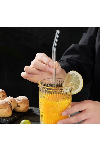 Hope Glass Transparent Straw Set 5 Pieces - 4 x Straws, 1 x Brush, Healthy and Eco-friendly, Suitabl