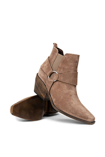 Deery Women's Genuine Suede Mink Color Western Boots