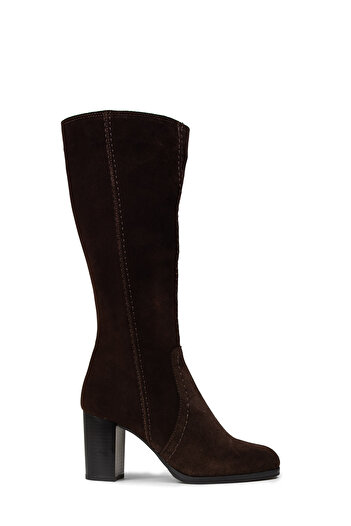 Deery Women's Genuine Suede Brown Zippered Boots