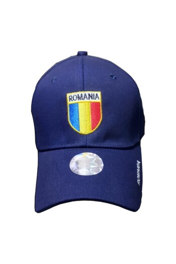 colen Cap with Embroidered Logo and Text 'Romania', Navy Blue, Universal Size