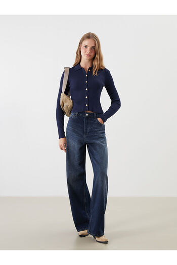 LC Waikiki New Season Polo Neck Women's Knitwear Cardigan