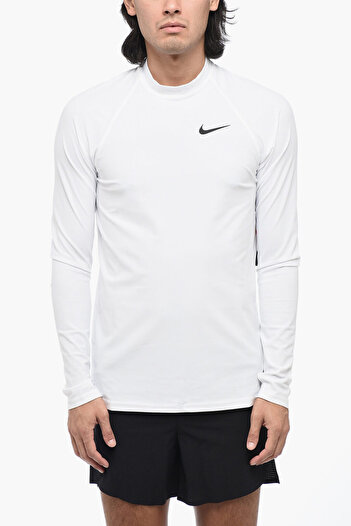 Nike Swim Long Sleeved Solid Color Dri-Fit T-Shirt With Contrasti