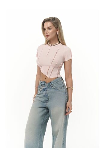 LC Waikiki Norris Asymmetrical Pink Crop
