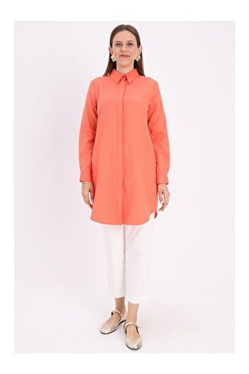 LC Waikiki Orange-Covered Placket Shirt Tunic